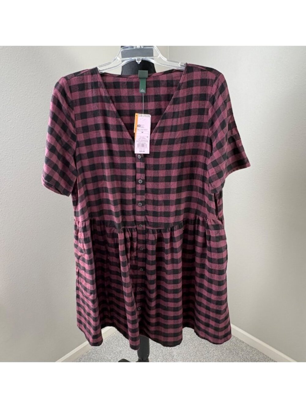 Wild Fable Flannel Dress Womens Medium New Purple Black Plaid Whimsigoth